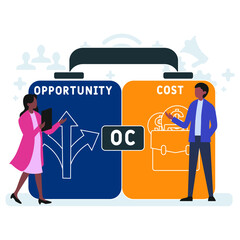 OC Opportunity Cost acronym. business concept background. vector illustration concept with keywords and icons. lettering illustration with icons for web banner, flyer, landing pag