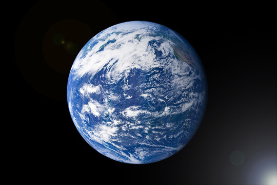 Detailed earth globe photo with white clouds, Isolated planet earth on an black background, World image from outer space, high resolution close up view. Elements of this image furnished by NASA. 