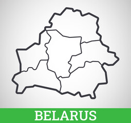 Simple outline map of Belarus with regions. Vector graphic illustration.