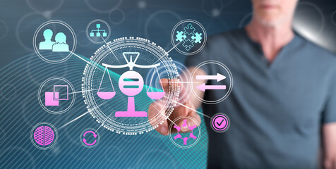 Man touching an equality concept