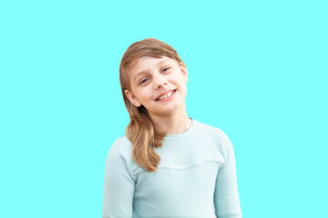 Studio shot of young little 9-10 year old girl