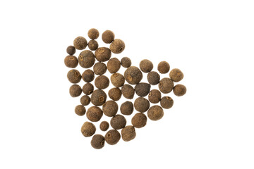 Allspice or Jamaica pepper isolated on white background. Fragrant condiment for cooking.