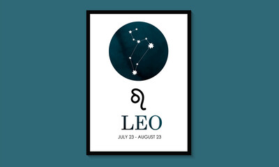 Leo Zodiac. Leo Zodiac Icon. Leo constellation astrology vector illustration. Astrology Illustration.