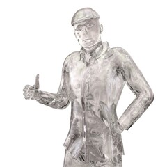 3D-Illustration of a glass and transparent citizen