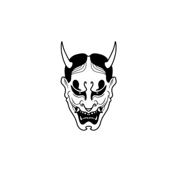 Japanese Demon Oni Mask Logo Design vector illustration