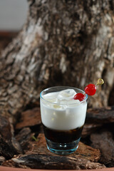 Cocktail based on vodka and coffee with cream White Russian
