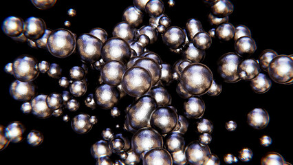 Realistic 3D illustration of the abstract silver metallic morphing molecules rendered as background