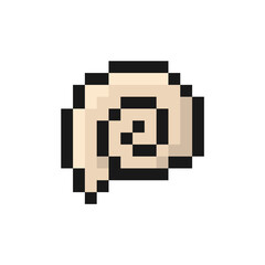 Sea snail icon in pixel art design isolated on white background, vector sign symbol
