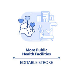 More public health facilities light blue concept icon. Way to improve healthcare abstract idea thin line illustration. Isolated outline drawing. Editable stroke. Arial, Myriad Pro-Bold fonts used