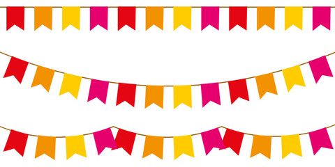 Colorful party garlands with pennants. Vector buntings set II.