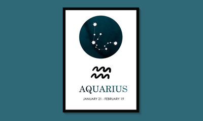 Aquarius Zodiac. Aquarius Zodiac Icon. Aquarius constellation astrology vector illustration. Astrology Illustration.