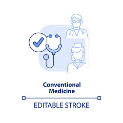 Conventional medicine light blue concept icon. Healthcare approach abstract idea thin line illustration. Safe treatment. Isolated outline drawing. Editable stroke. Arial, Myriad Pro-Bold fonts used