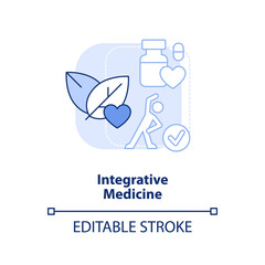 Integrative medicine light blue concept icon. Approach to medical care abstract idea thin line illustration. Isolated outline drawing. Editable stroke. Arial, Myriad Pro-Bold fonts used