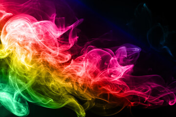 Colorful smoke abstract on black background, fire design