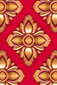 Golden Thai pattern, contemporary modern framed stucco lines, with decorative accents, beautiful isolated background.