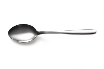 Fotobehang The metal shiny spoon isolated on white © Aratchaporn