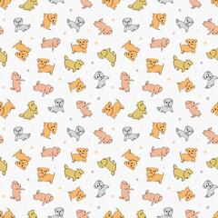 illustration Beautiful puppy dog cute cartoon seamless pattern