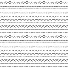 African mud cloth tribal ethnic hand drawn vector seamless pattern. Boho traditional black and white ornament. Folk horizontal stripes background perfect for home fabric textile wall paper design.