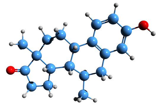3D image of Almestrone skeletal formula - molecular chemical structure of synthetic  steroidal estrogen isolated on white background