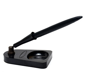 Closeup bakelite adjustable pen holder white background