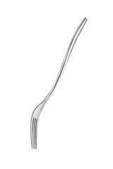 The metal shiny fork on white