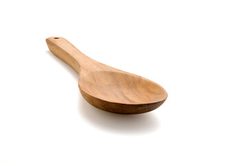 Empty wooden spoon isolated on white.