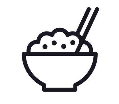 recommend clip art: Rice bowl asian food outline symbol