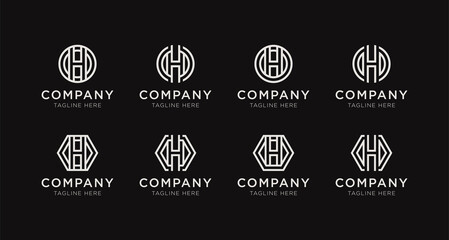 Set of letter H monogram logo design bundle. The logo can be used for any company business