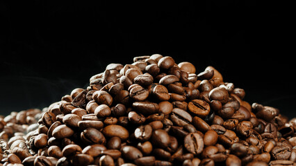 steaming roasted coffee