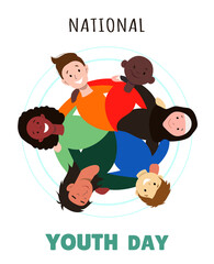 National Youth Day banner design in flat style