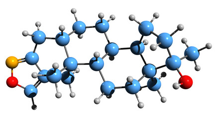  3D image of Androisoxazole skeletal formula - molecular chemical structure of AAS isolated on white background
