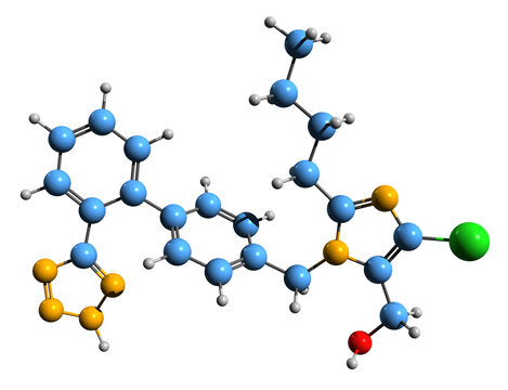  3D image of Angiotensin II skeletal formula - molecular chemical structure of peptide hormone isolated on white background