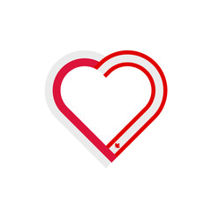 unity concept. heart ribbon icon of poland and canada flags. vector illustration isolated on white background