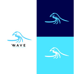 Premium Vector , Wave with line art style logo design