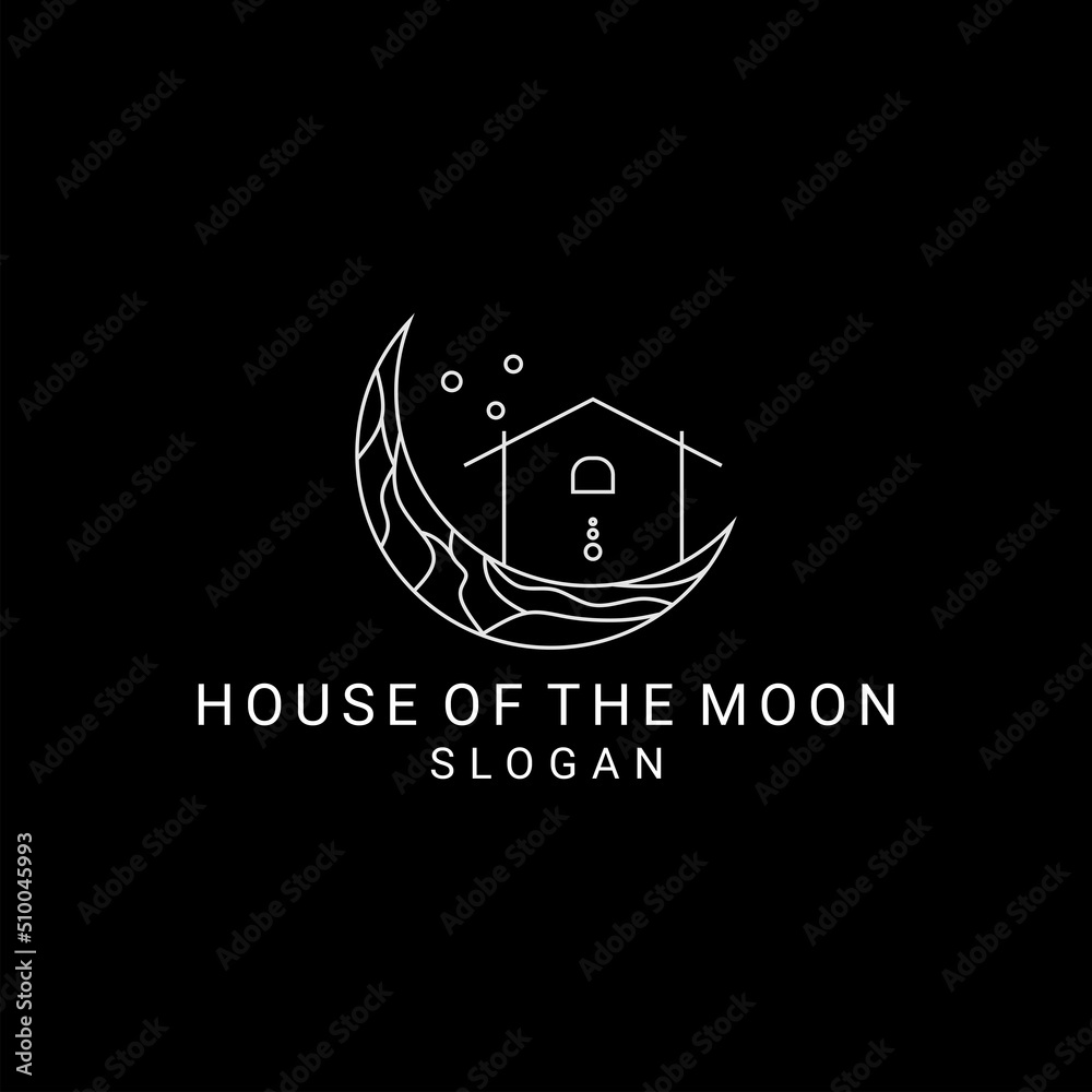 Wall mural House moon logo design icon template