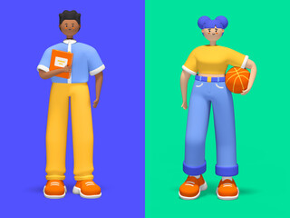 Science and sports - realistic colorful 3d illustration