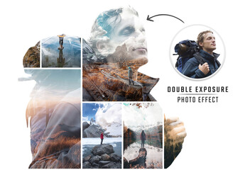 Photo Collage Double Exposure Effect Mockup
