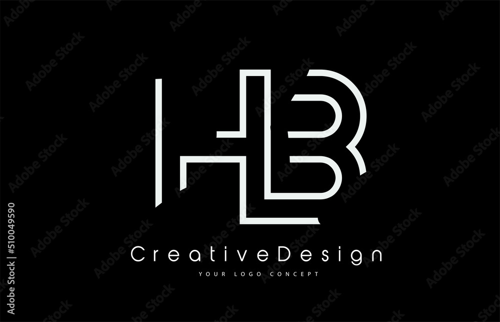 Wall mural hb h b letter logo design in white colors.