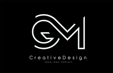 GM G M Letter Logo Design in White Colors.