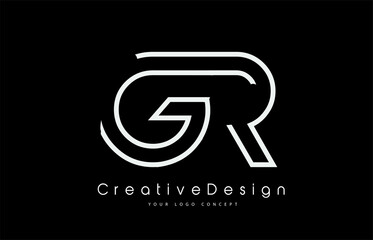 GR G R Letter Logo Design in White Colors.