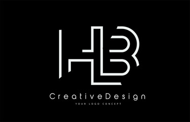 HB H B Letter Logo Design in White Colors.
