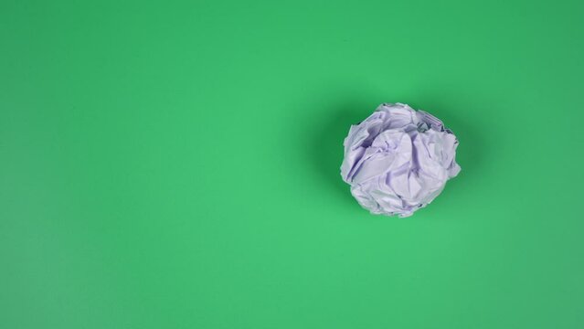 Stop motion animation paper wrinkles green screen.