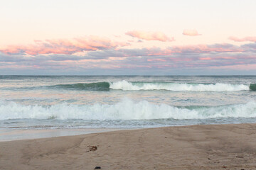 beach waves at sunset
