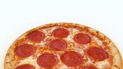 Tasty italian classic original pepperoni pizza. Top view. Isolated on white. 3d rendering.
 - obrazy, fototapety, plakaty