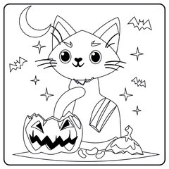 Halloween Cat Coloring Pages for kids