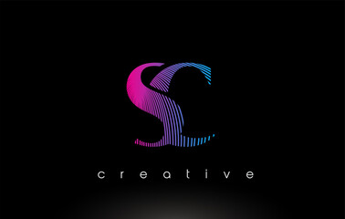 SC Logo Design With Multiple Lines and Purple Blue Colors.