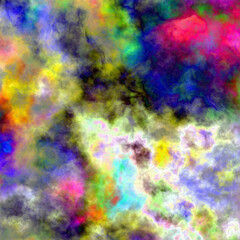 Rainbow, clouds, storm, abstract watercolor background