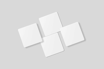 Blank square business card for mockup. 3D Render.