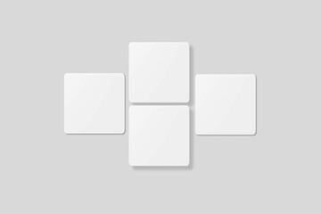 Blank square business card for mockup. 3D Render.