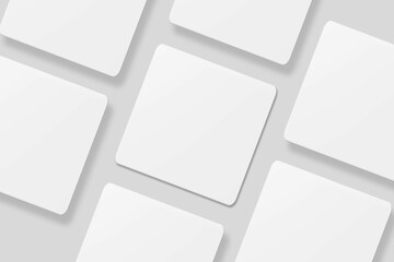Blank square business card for mockup. 3D Render.